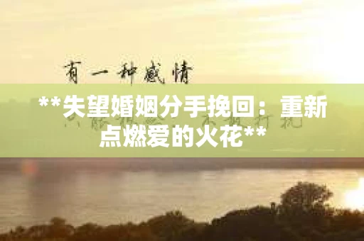 **失望婚姻分手挽回：重新点燃爱的火花**