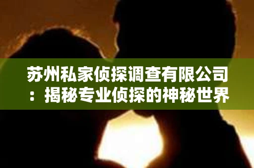 苏州私家侦探调查有限公司：揭秘专业侦探的神秘世界